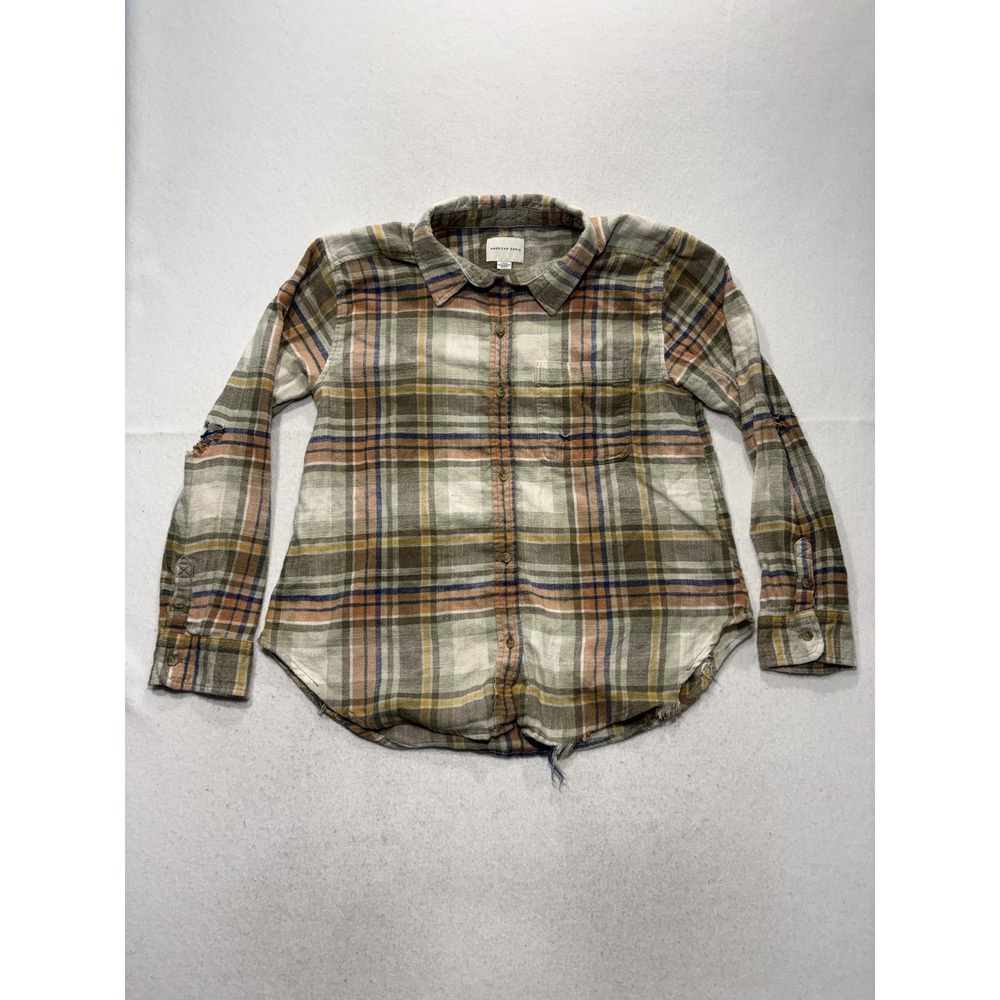 American Eagle Outfitters Button Up Shirt Womens S Multicolor Plaid Flannel Top
